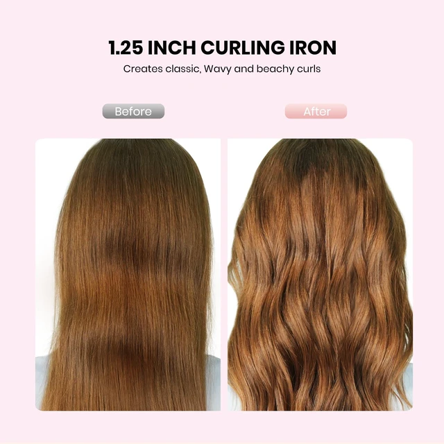 Alt view image 7 of 7 - 1.25 Inch Dual Voltage Curling Iron, Travel Curler for All Hair Types | LCD Heat Control with Smart Timer, Home & Travel, Heats Up to 410°F, 60-Min Auto Shut-Off, SGS Certified-Beginners & Stylists