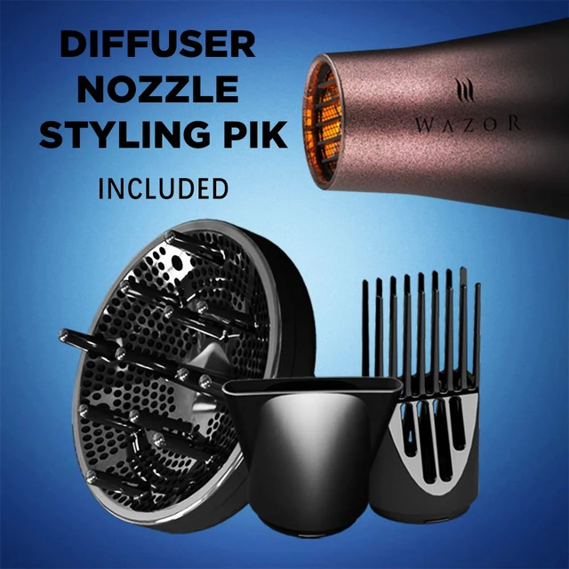 Alt view image 4 of 7 - Professional Ionic Hair Dryer with Diffuser, Infrared Salon Grade Blow Dryer with Comb Attachment, 1875W Powerful Quiet Hair Blow Dryer, Tourmaline Ceramic Hairdryer with Nozzle, Black