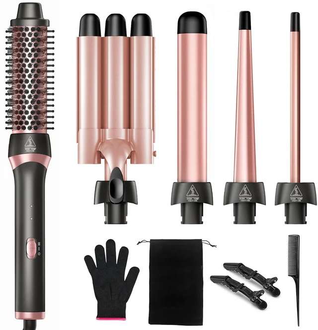 Main image of 5-in-1 Curling Iron Set Curling Wand Hair Styling Tools | 3 Ceramic Curling Barrels (0.35"-1.25")&Thermal Brush &Triple Barrel Crimper,Dual Voltage Hair Curler,Gifts for Women
