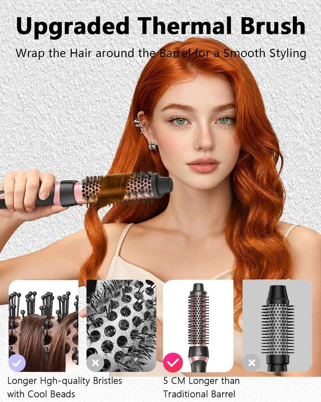 Alt view image 3 of 7 - 5-in-1 Curling Iron Set Curling Wand Hair Styling Tools | 3 Ceramic Curling Barrels (0.35"-1.25")&Thermal Brush &Triple Barrel Crimper,Dual Voltage Hair Curler,Gifts for Women