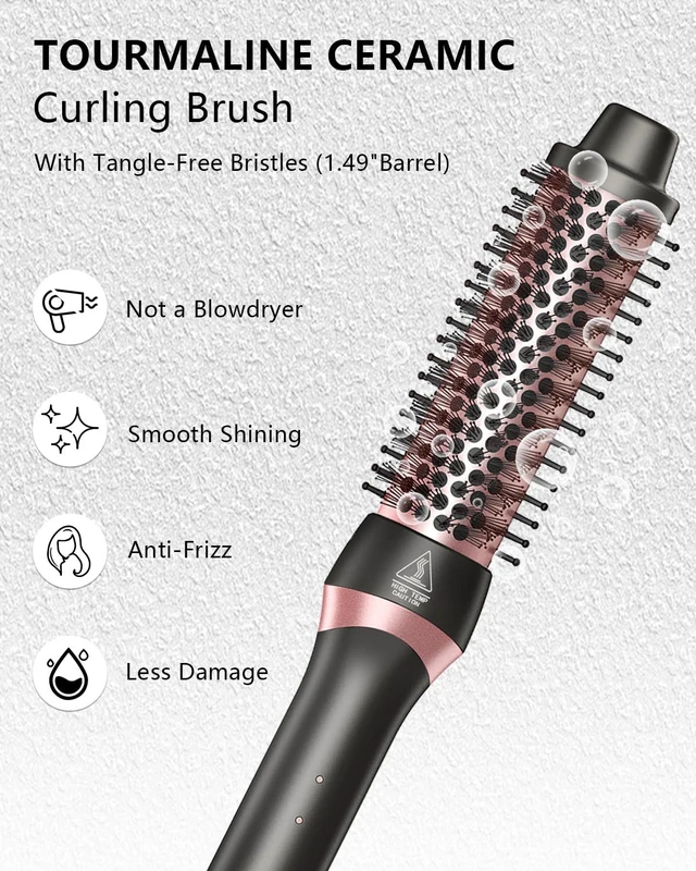 Alt view image 5 of 7 - 5-in-1 Curling Iron Set Curling Wand Hair Styling Tools | 3 Ceramic Curling Barrels (0.35"-1.25")&Thermal Brush &Triple Barrel Crimper,Dual Voltage Hair Curler,Gifts for Women