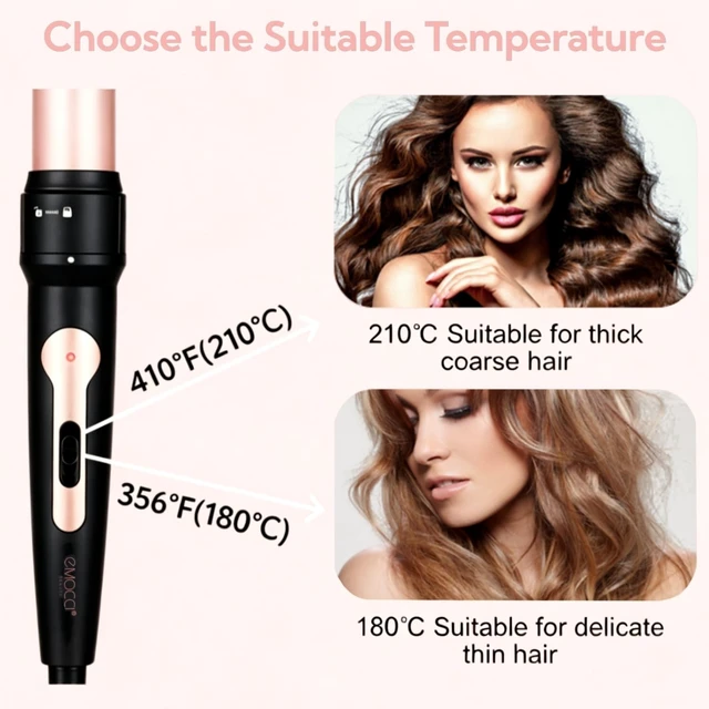 Alt view image 7 of 7 - Wand Curling Iron Hair Crimper Tool, Large 3 Barrels (0.35" - 1.25" Ceramic Barrel) Hair Wand Curler for Women Beach Waves Instant Heat Multi-Size Hair Waver 5-in-1 Curling Wand Set