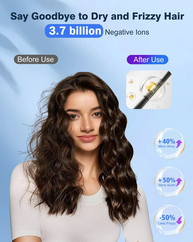 Alt view image 6 of 7 - High-Speed Ionic Hair Dryer Blow Dryer with Diffuser & Concentrator, Grey | 3.7B Negative Ions for Frizz Control, 2 Magnetic Attachments for All Hair Types, Low Noise Portable, Gifts for Women and Men