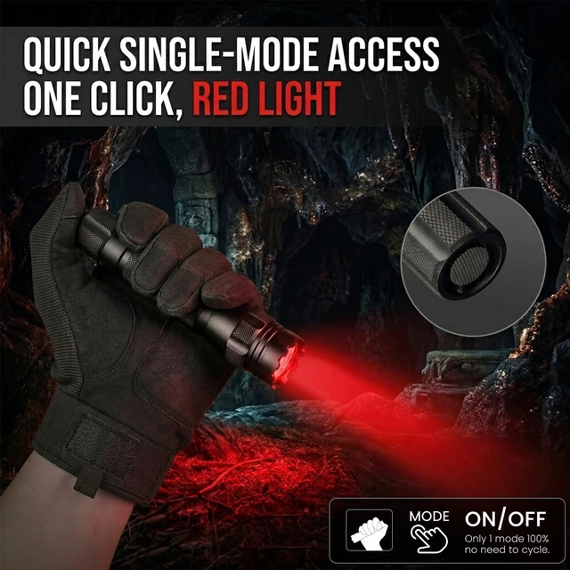 Alt view image 4 of 7 - 620nm-630nm Tactical Red Light Flashlight for Night Hunting Light | Night Observation & Coyote Predator Red LED Hunting Light