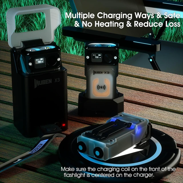 Alt view image 4 of 7 - X3 Mini Flashlight with Rechargeable Charging Box 180 Degree EDC Keychain Flashlight Twist Ip65 Waterproof Magnet Pocket Flashlight 10 Mode Type-C Lanyard for Camping, Outdoor, Inspection, Gift