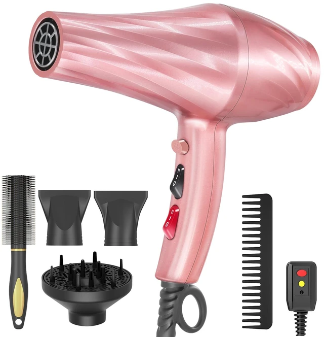 Main image of Ionic Hair Dryer,2400W Negative Ion Low Noise Hair Dryer Professional Fast Drying Hair Dryers with 2 Speeds, 3 Heat Settings, Cooling Button,with Diffuser for Curly and Straight HairSakura Pink