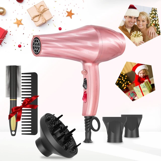 Alt view image 7 of 7 - Ionic Hair Dryer,2400W Negative Ion Low Noise Hair Dryer Professional Fast Drying Hair Dryers with 2 Speeds, 3 Heat Settings, Cooling Button,with Diffuser for Curly and Straight HairSakura Pink