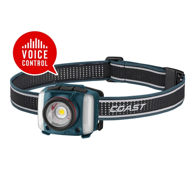 Alt view image 2 of 7 - FL97R Voice-Controlled 1200 Lumen Rechargeable LED Headlamp with Pure Beam Spot & Flood, ARC Lighting, Red & Green Color Modes, Glide Focus Radial Arm Dial and USB-C Charge Port, Ocean Blue