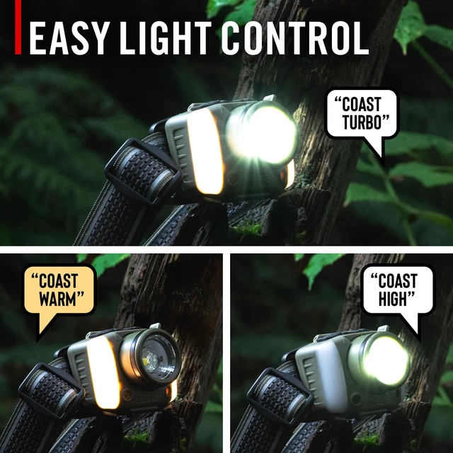 Alt view image 3 of 7 - FL97R Voice-Controlled 1200 Lumen Rechargeable LED Headlamp with Pure Beam Spot & Flood, ARC Lighting, Red & Green Color Modes, Glide Focus Radial Arm Dial and USB-C Charge Port, Ocean Blue