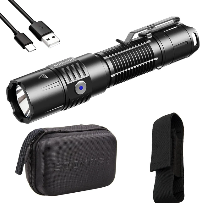 Main image of MX75 2530 Lumen LED Tactical Flashlight Law Enforcement, 390 Yards Beam Distance USB-C Rechargeable Pocket Flashlight with Battery