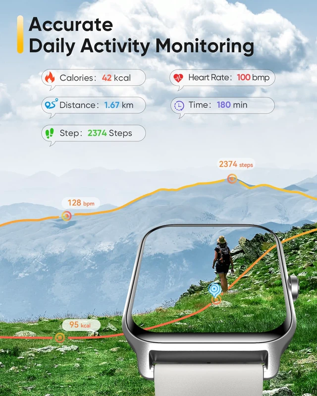 Alt view image 4 of 7 - Smart Watch for Men Women with Bluetooth Call, Alexa Built-in 1.8" Blood Oxygen Heart Rate Sleep Fitness Watch, 100 Sports Modes Smartwatch, Activity Tracker for Android iOS Phone
