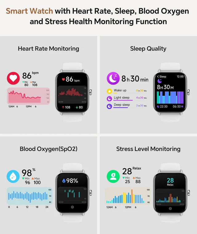 Alt view image 3 of 6 - Smart Watch for Women/Men, Bluetooth Calling, Alexa built-in, iOS Android | Fitness Tracker, Smartwatch with Heart Rate/Sleep Monitor, Waterproof, 1.8" HD Screen, Perfect Smart Gift