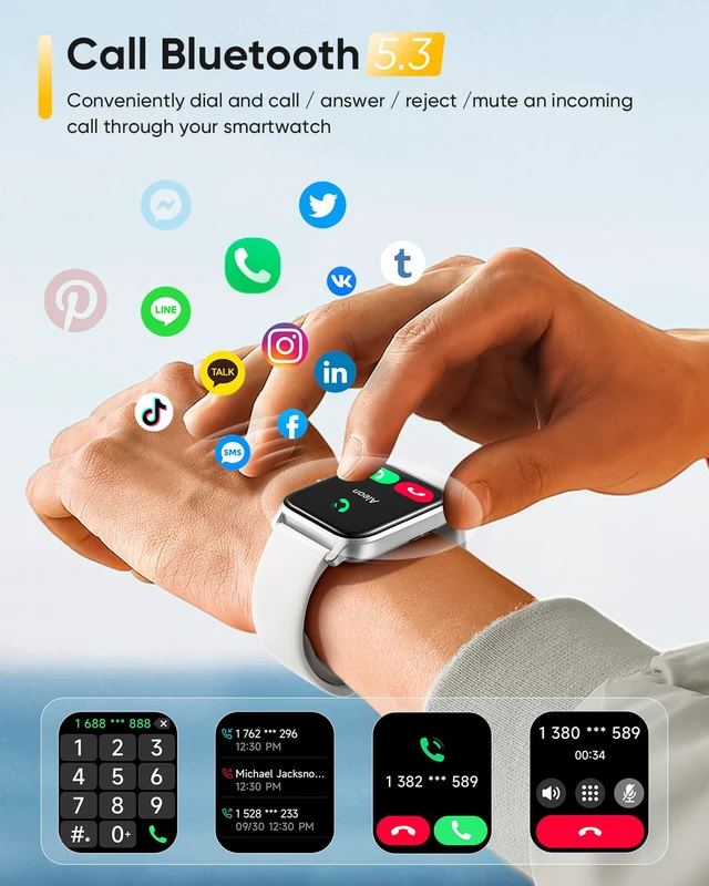 Alt view image 6 of 7 - Smart Watch for Men Women with Bluetooth Call, Alexa Built-in 1.8" Blood Oxygen Heart Rate Sleep Fitness Watch, 100 Sports Modes Smartwatch, Activity Tracker for Android iOS Phone