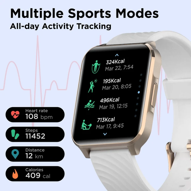 Alt view image 2 of 7 - Moto Watch 70 - Health and Fitness Bluetooth Smartwatch for Every Day Wear, Advanced Health Features, Up to 10 Days Battery Life - Compatible with Android and iOS - Rose Gold