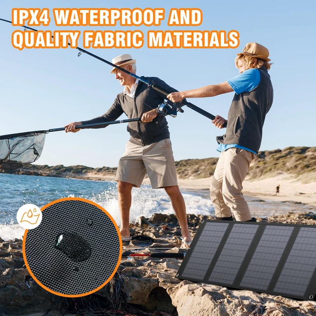 Alt view image 5 of 7 - 40W Portable Solar Panel for 100W~200W Portable Power Station | Foldable Solar Charger with 12-15V DC Output (11 Connectors) and Adjustable Kickstand, USB Port for Camping Hiking RV Trip