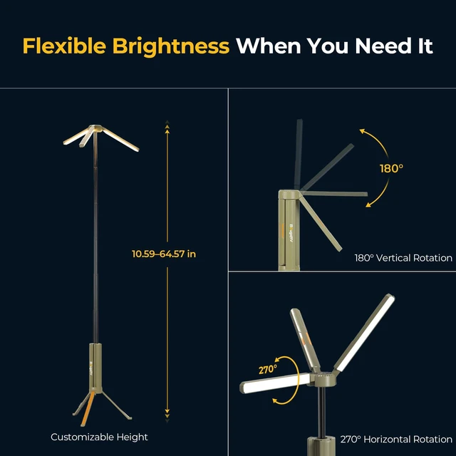 Alt view image 2 of 7 - Telescopic Camping Light CL04, 15600mAh Camp Lantern Rechargeable | 5.4 ft Adjustable Height, Up to 60H Runtime, Collapsible Electric Lantern, Adjustable Brightness, 4 Lighting Modes, Outdoor