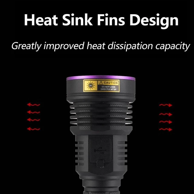 Alt view image 4 of 7 - SV43 36W 365nm UV Flashlight USB C Rechargeable Ultraviolet Black Light Woods Lamp for Pet Urine Detector, Resin Curing, Scorpion, Fishing, Leak with UV Protective Glasses, Battery
