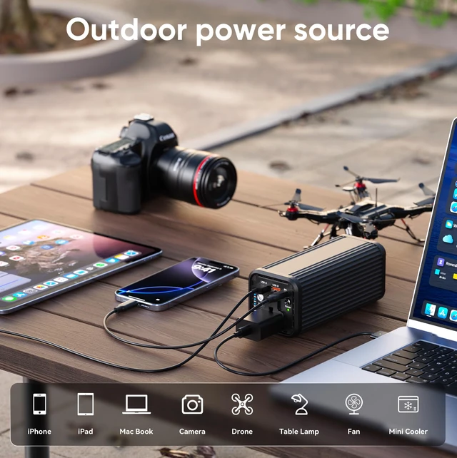 Alt view image 3 of 7 - Power Bank with 100W AC Outlet, 27000mAh (98Wh) Portable Laptop Charger, 65W USB-C PD Fast Charging Battery, Wireless Charging Portable Power Supply for Travel, Camping, Road Trip & Emergency Backup