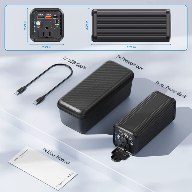 Alt view image 7 of 7 - Power Bank with 100W AC Outlet, 27000mAh (98Wh) Portable Laptop Charger, 65W USB-C PD Fast Charging Battery, Wireless Charging Portable Power Supply for Travel, Camping, Road Trip & Emergency Backup