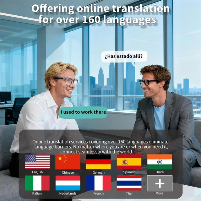 Alt view image 2 of 6 - Ai Smart Glasses Bluetooth 5.4 with Translation for Men Women 160+Languages Color-Change Lens Chat GPT Assistant Free App Translator Glasses Meeting,Driver,Travel