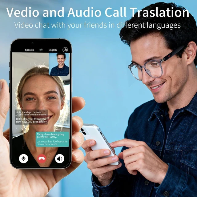 Alt view image 3 of 6 - Ai Smart Glasses Bluetooth 5.4 with Translation for Men Women 160+Languages Color-Change Lens Chat GPT Assistant Free App Translator Glasses Meeting,Driver,Travel
