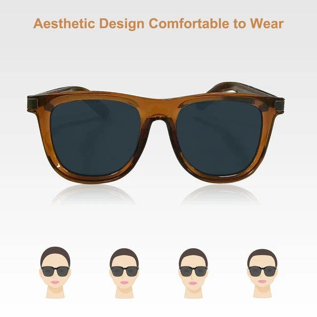 Alt view image 4 of 7 - Smart Glasses for Women Men, UV400 Polarized Curved Lenses Sunglasses, Auto On/Off by Wearing Sensor, Audio Music Glasses with Speaker, Wide FaceBluetooth Glasses for Travel Work Driving-B