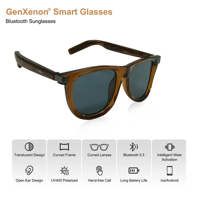 Alt view image 2 of 7 - Smart Glasses for Women Men, UV400 Polarized Curved Lenses Sunglasses, Auto On/Off by Wearing Sensor, Audio Music Glasses with Speaker, Wide FaceBluetooth Glasses for Travel Work Driving-B