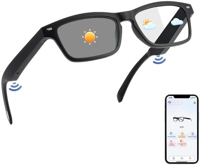 Main image of AI Smart Glasses for, Bluetooth AI Translation Glasses with 160+ Languages | UV400 photochromic lenses adapt to changing light with free app support for travel, business, study and global