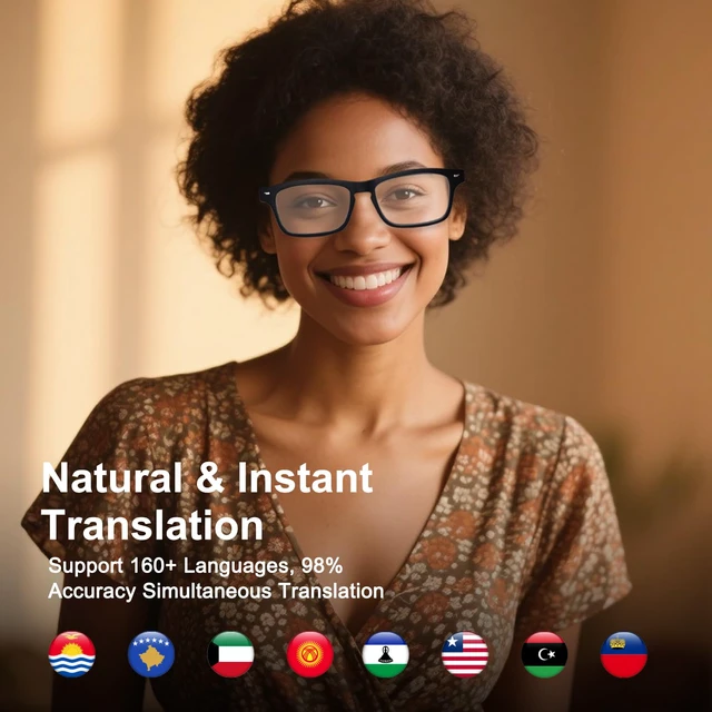 Alt view image 2 of 7 - AI Smart Glasses for, Bluetooth AI Translation Glasses with 160+ Languages | UV400 photochromic lenses adapt to changing light with free app support for travel, business, study and global