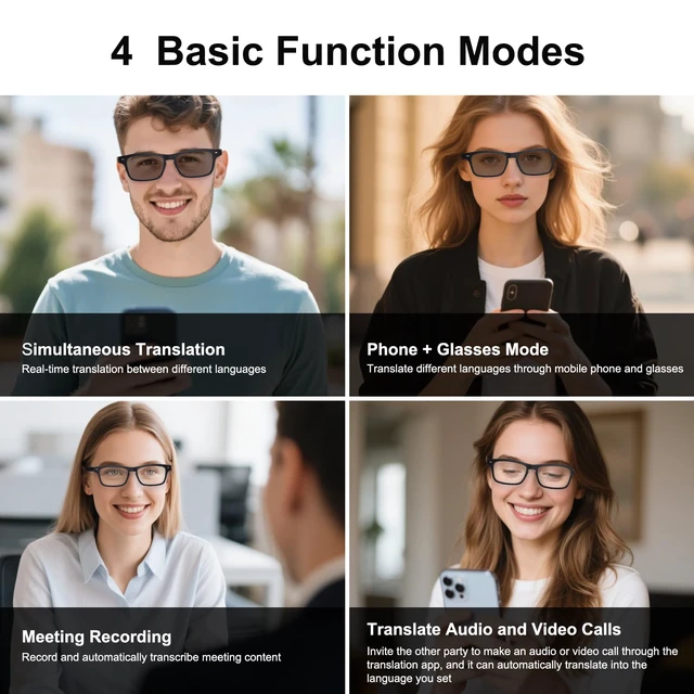 Alt view image 4 of 7 - AI Smart Glasses for, Bluetooth AI Translation Glasses with 160+ Languages | UV400 photochromic lenses adapt to changing light with free app support for travel, business, study and global
