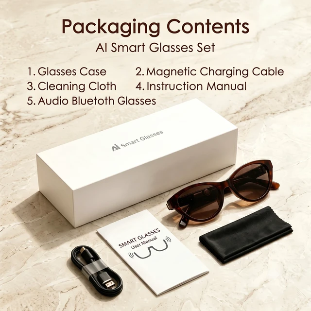 Alt view image 7 of 7 - AI Smart Glasses for Women, Bluetooth Glasses for Travel & Work | 164-Language Translation, 7 Translation Modes, Fashion Cat-Eye Frame, Orange-Tinted Sunglasses Lenses, Open-Ear Audio