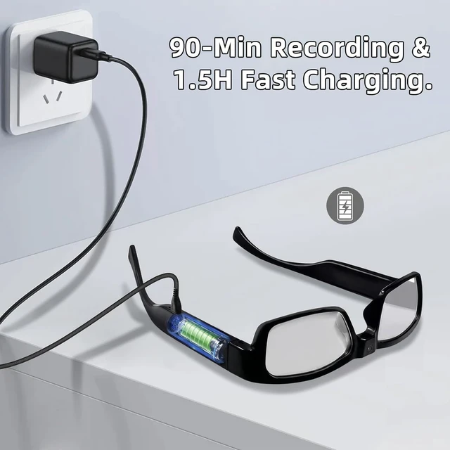 Alt view image 7 of 7 - Camera Glasses 1080P HD Video Recording Smart Glasses with Audio, Wearable POV Camera for Men Women, Hands-Free Recording for Sports Vlogging Outdoor, (32GB SD Card Included)