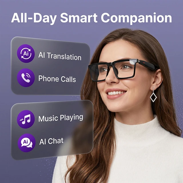 Alt view image 2 of 7 - AI Smart Glasses, Photochromic Lenses&Language Translation | Photochromic lenses, 170mAh power, premium sound for sports, travel