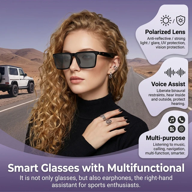 Alt view image 7 of 7 - AI Smart Glasses, Photochromic Lenses&Language Translation | Photochromic lenses, 170mAh power, premium sound for sports, travel