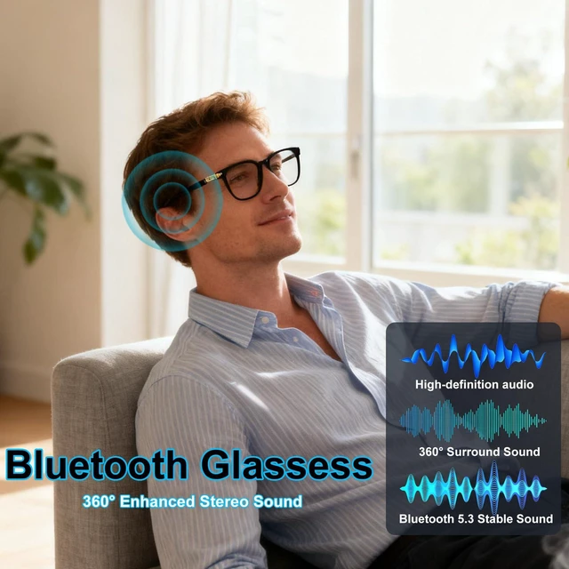 Alt view image 5 of 7 - AI Smart Glasses with Translation, Photochromic Lenses & Bluetooth Audio | Real-Time Translation, AI Voice Assistant, UV/blue light protection, Music & Hands-Free Calling for Men & Women-Black