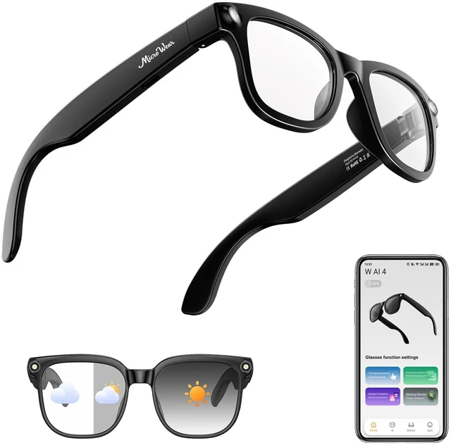 Main image of AI Smart Glasses for Men Women, Bluetooth Audio Glasses (No Camera) | Real-Time Translation, AI Assistant, Meeting Transcription, Open-Ear Music, Hands-Free Calling, Flashlight, Gradient Lens