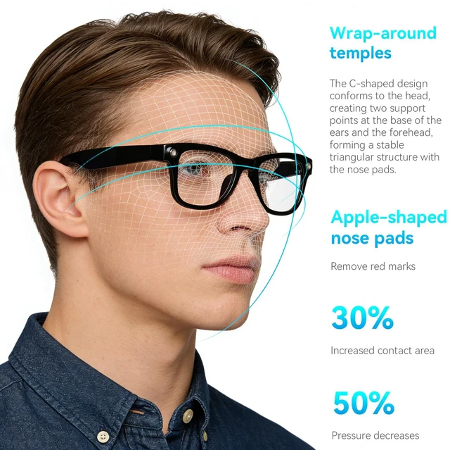 Alt view image 3 of 7 - AI Smart Glasses for Men Women, Bluetooth Audio Glasses (No Camera) | Real-Time Translation, AI Assistant, Meeting Transcription, Open-Ear Music, Hands-Free Calling, Flashlight, Gradient Lens