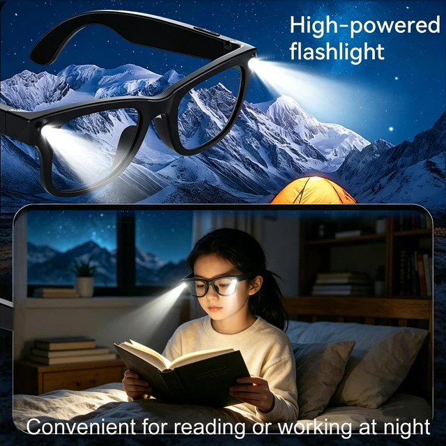 Alt view image 5 of 7 - AI Smart Glasses for Men Women, Bluetooth Audio Glasses (No Camera) | Real-Time Translation, AI Assistant, Meeting Transcription, Open-Ear Music, Hands-Free Calling, Flashlight, Gradient Lens