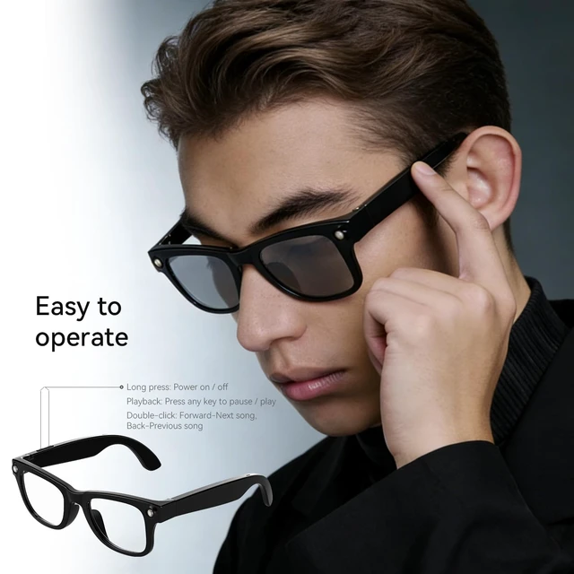 Alt view image 7 of 7 - AI Smart Glasses for Men Women, Bluetooth Audio Glasses (No Camera) | Real-Time Translation, AI Assistant, Meeting Transcription, Open-Ear Music, Hands-Free Calling, Flashlight, Gradient Lens