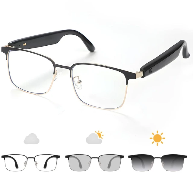 Main image of Bluetooth Smart Glasses for Men Women, Photochromic Lenses-Gold | Audio Glasses with Open-Ear Speakers, Magnetic Charging, IP65 Waterproof, Bluetooth sunglasses for Cycling Working Traveling