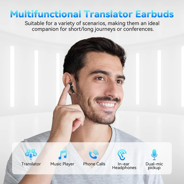 Alt view image 5 of 7 - Ai Translation Earbuds Real Time, 3-in-1 Language Translator Earbuds | 137 Languages & Accents, Long Battery Life, Two-Way Translator, For Travel/Business/Learning