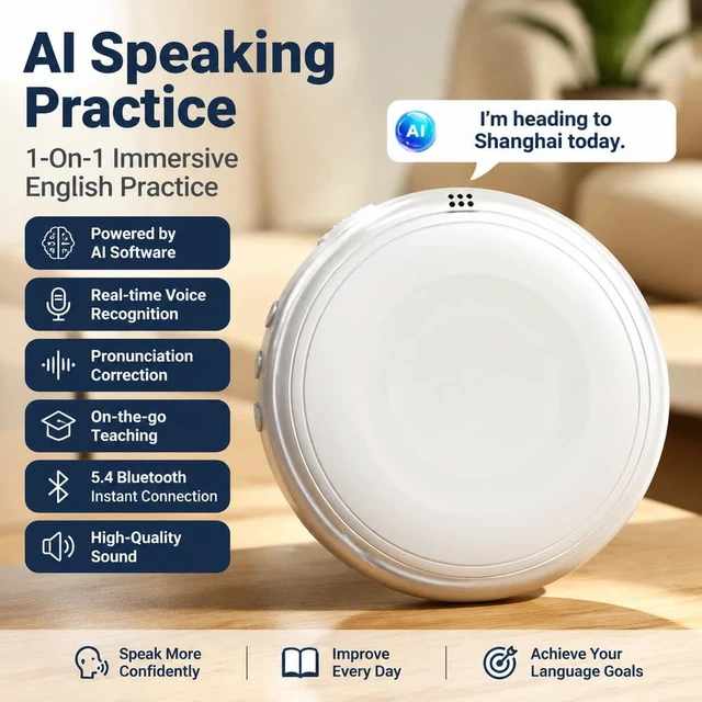 Alt view image 2 of 7 - Smart AI Wearable Translator, Capable of translating 160+ Languages, Spanish & English Foreign Language Practice Partne, Portable Language Translator Device for Travel Business