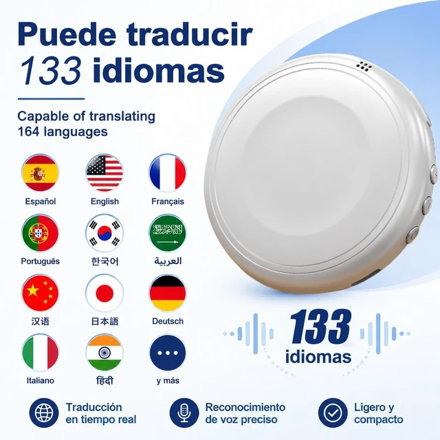 Alt view image 3 of 7 - Smart AI Wearable Translator, Capable of translating 160+ Languages, Spanish & English Foreign Language Practice Partne, Portable Language Translator Device for Travel Business