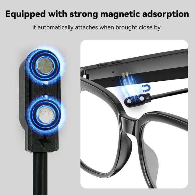 Alt view image 4 of 7 - Smart Glasses Charger Strong Magnetic Adsorption,2.54mm Pin | Replacement charger for Zigtik smart glasses. Durable, portable, magnetic hold. Fits 2.54mm pin spacing only.