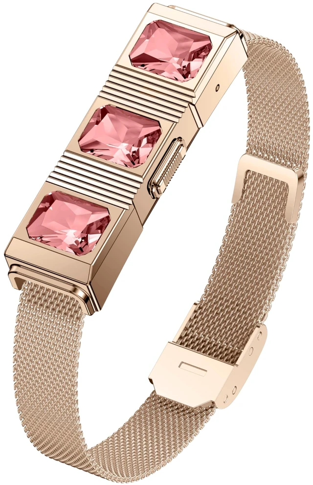 Main image of Women's Smart Bracelet with 2 Bands, Health Fitness Tracker, 24/7 Heart Rate/Blood Oxygen/HRV/Sleep Monitor, Fashion Ruby Wristband with Message/Call Reminder Free Subscription (Rose Gold)