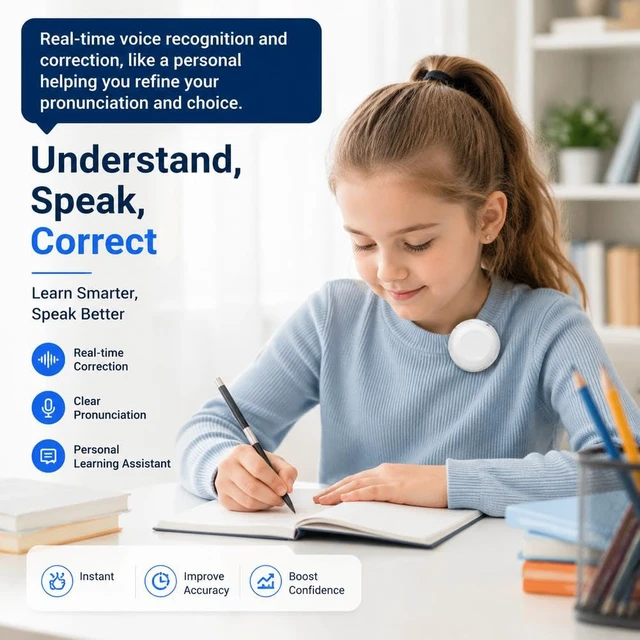 Alt view image 5 of 7 - Smart Wearable Translator,Capable of translating 165 Languages,AI Translator,Tu compañero para practicar español e inglés,Travel Essentials traductor de idiomas portatil (White, 1pcs)