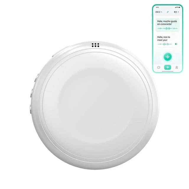 Alt view image 6 of 7 - Smart Wearable Translator,Capable of translating 165 Languages,AI Translator,Tu compañero para practicar español e inglés,Travel Essentials traductor de idiomas portatil (White, 1pcs)