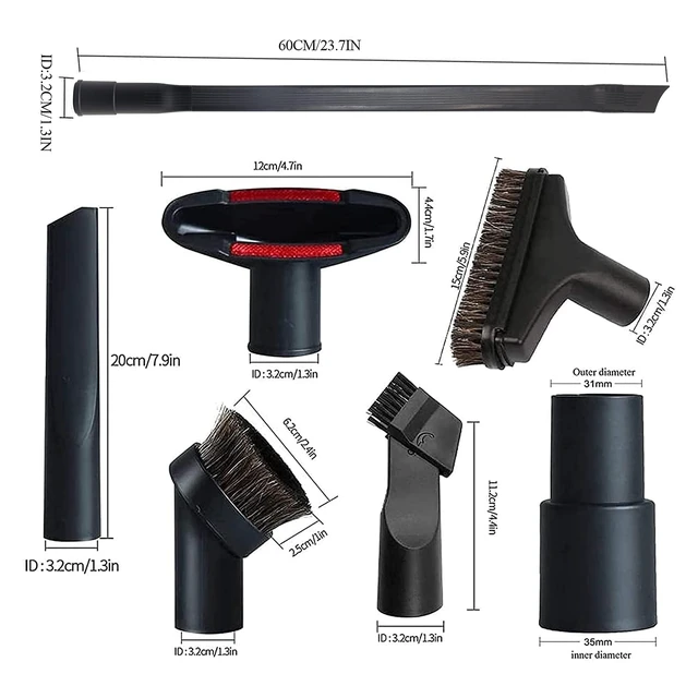 Alt view image 2 of 7 - 8 Pcs Universal Vacuum Attachments Brushes for Shop Vac Accessories | 1 1/4" Shop Vacuum Cleaner Attachments & Brushes Kit,1 1/4"&1 3/8 "Adapter Hose for Shop Vac, for Home Car Cleaning