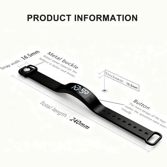 Alt view image 3 of 7 - Vibrating Alarm Clock Watch for Heavy Sleepers, Silent Wake Up Bracelet & Smart Wristband, Wearable Vibration Wrist Alarm, Non-Audible Sleep Wristband for Men & Women, Black
