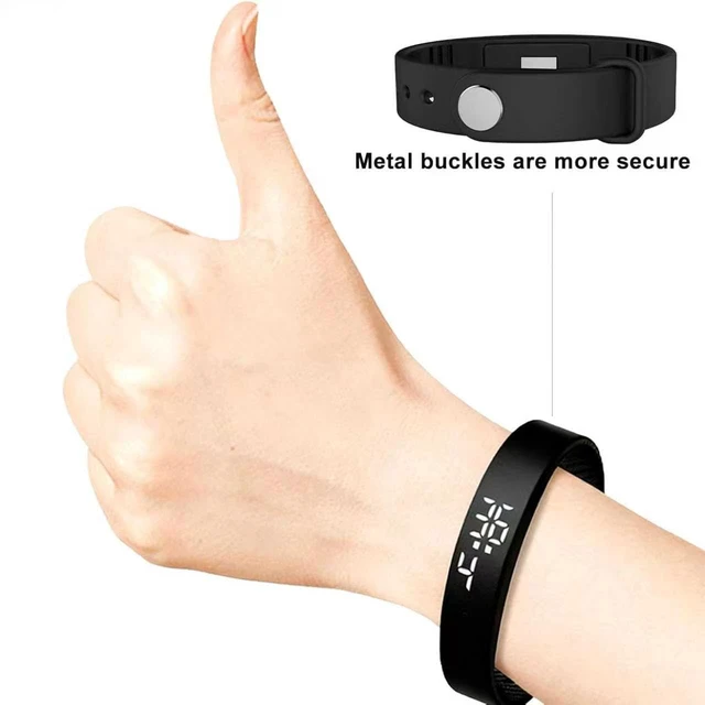 Alt view image 6 of 7 - Vibrating Alarm Clock Watch for Heavy Sleepers, Silent Wake Up Bracelet & Smart Wristband, Wearable Vibration Wrist Alarm, Non-Audible Sleep Wristband for Men & Women, Black